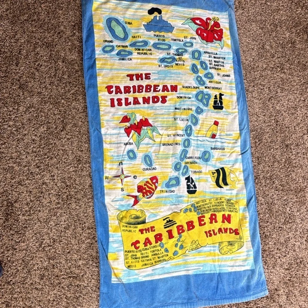 Vintage The Caribbean Islands beach towel